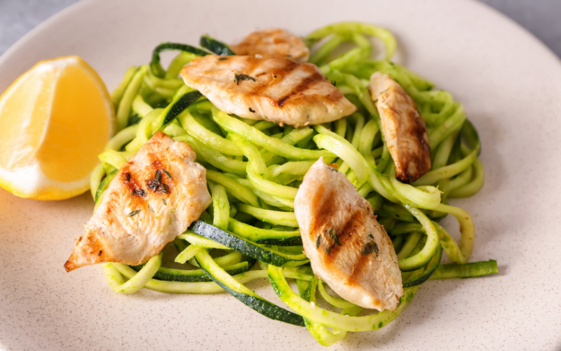 7 Day Meal Plan - roast chicken with zucchini noodles