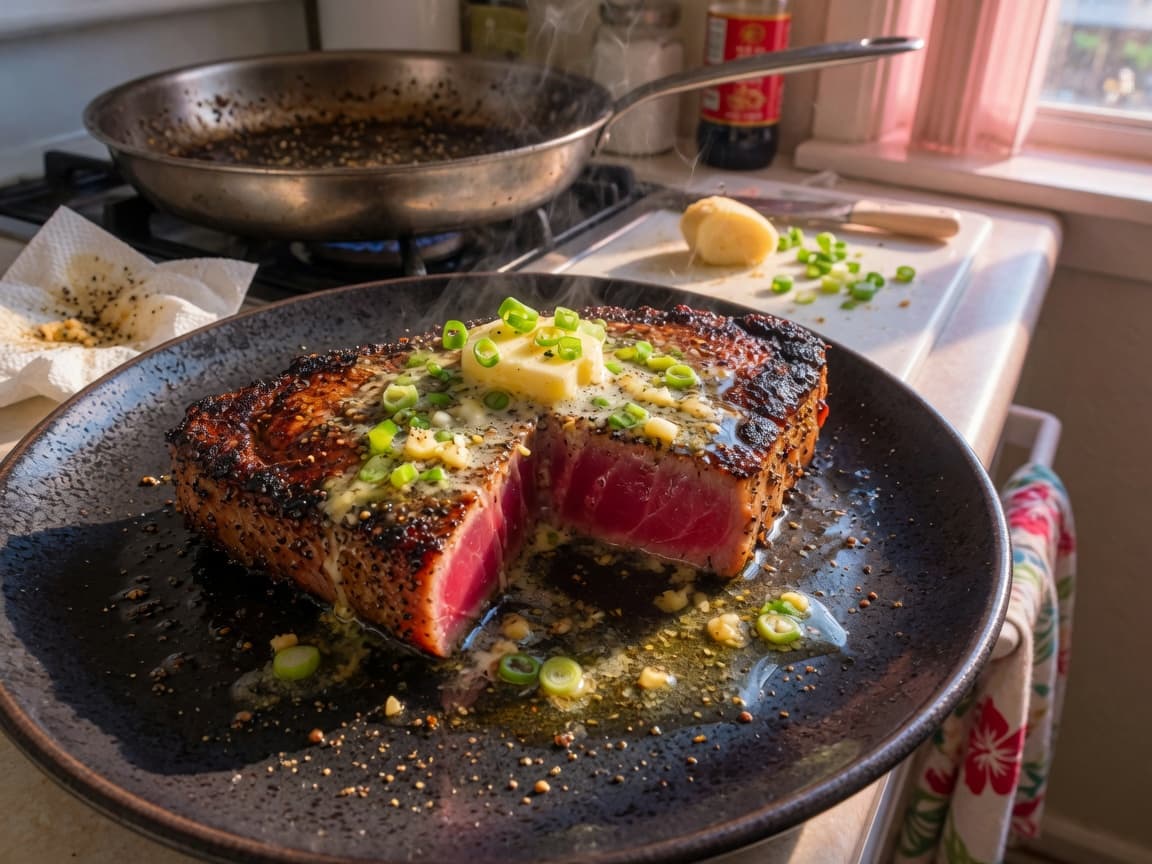 Pan-Seared Ahi with Ginger-Garlic Butter
