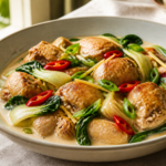 Coconut-Milk Chicken Thighs with Bok Choy, Ginger, and Chili