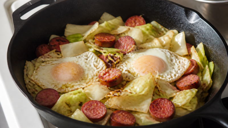 Portuguese sausage breakfast skillet