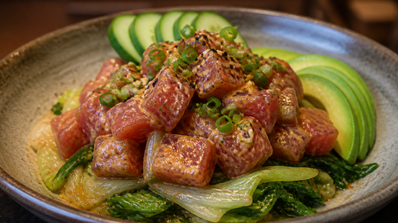 Spicy ahi on won bok